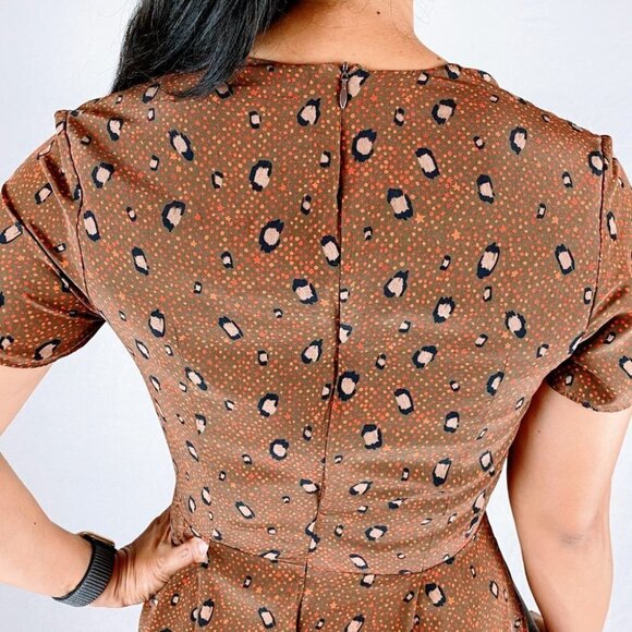 Slate & Willow Brown Faux-Wrap Silk Dress $296 - Picture 7 of 10